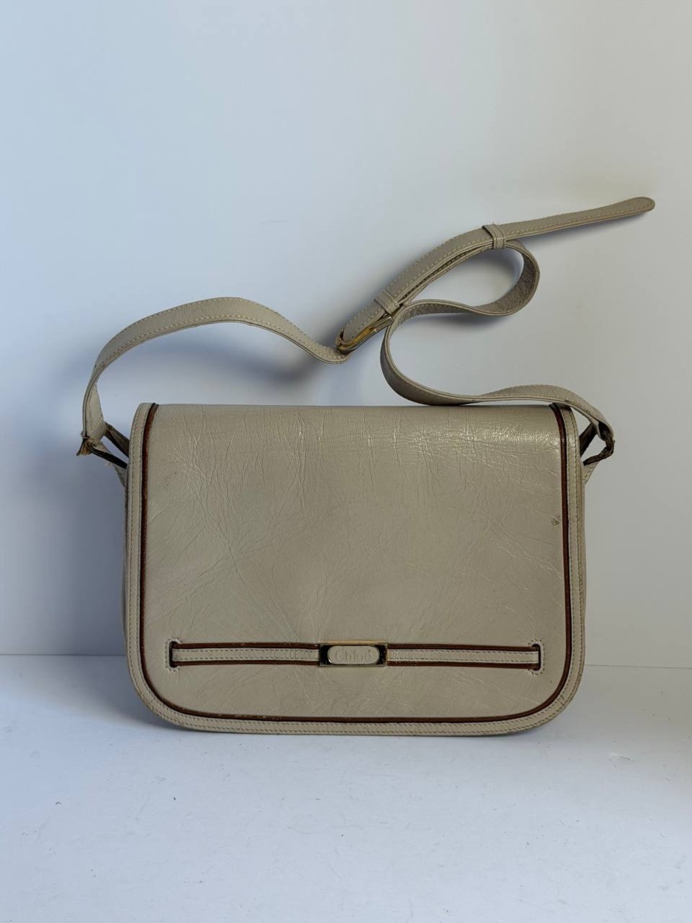 Vintage 70-80s Chloe Cream Leather Shoulder Bag